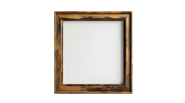 Rustic Wooden Frame: A simple yet elegant square wooden picture frame with a rustic, dark brown finish, perfect for showcasing your cherished memories or artwork. The frame features a clean.