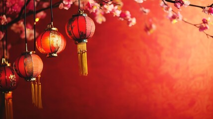 Chinese New Years, A red wall with red lanterns hanging from it