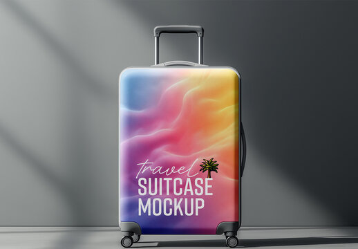 Hard Shell Suitcase Mockup &ndash; Realistic Trolley Luggage Presentation with Studio Shadows