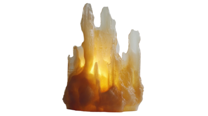 An artistic representation of a glowing stalagmite made of natural mineral, providing a warm light and adding an elegant touch to the decor.