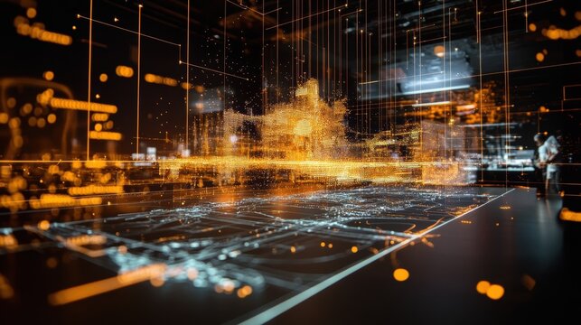 An image displaying an interactive digital map of supply chain routes with operators pointing out adjustments needed in real time emphasizing the reactivity of the microfactory to local
