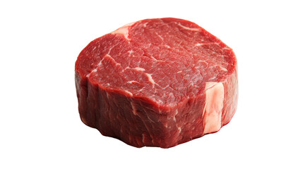 Fototapeta premium Fresh raw beef steak on a white isolated background, perfect for culinary or recipe-related projects.