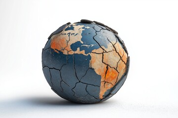 crack global burn with white background global warming