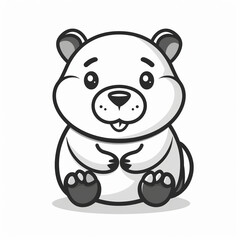 Obraz premium Cute Beaver Logo in Flat Vector Style With Outline Design