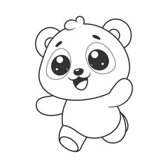 Cute panda is running and waving for coloring © wawadzgn