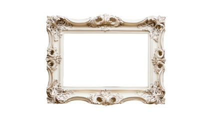 Intricate vintage frame with ornate detailing, perfect for showcasing artwork or photographs, isolated on a white background.