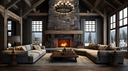 living room with fireplace