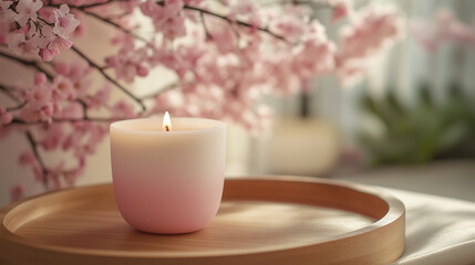 Cherry Blossom Candle in a Traditional Japanese Tatami Room