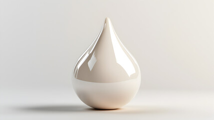 Fototapeta premium Creamy teardrop-shaped object on white background. Clean, simple, and elegant design.