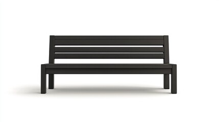 Dark brown simple wooden bench isolated on white.