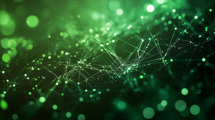 vibrant green digital network with glowing nodes and connecting lines, symbolizing technology and connectivity in futuristic style