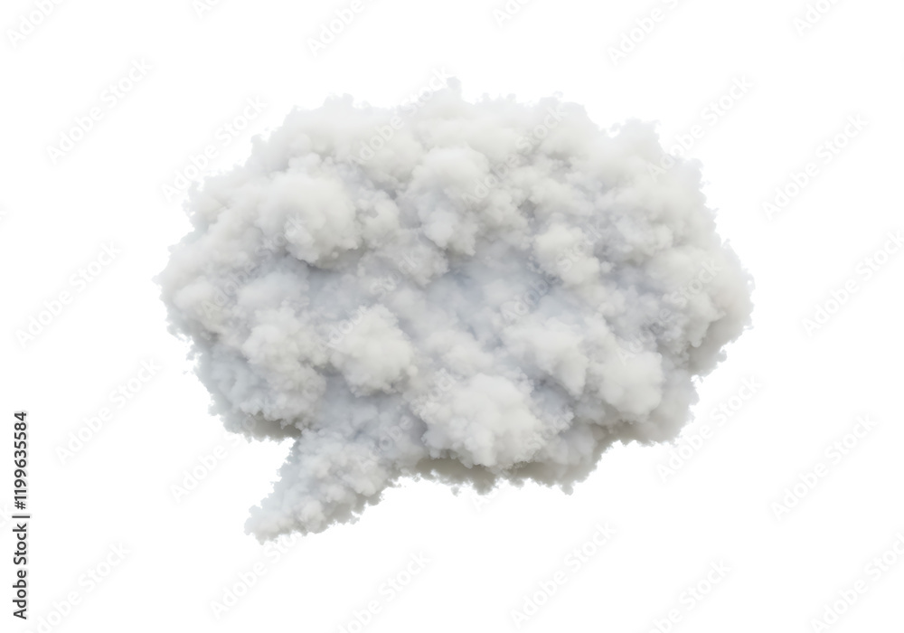 Wall mural 3d render of a cloud in shape of the speech bubble cut out with no background