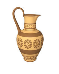 Ancient Greek vase with abstract ornament. 3d rendering