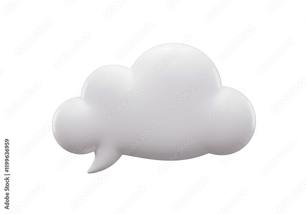 Fototapete 3d render of a cloud in shape of the speech bubble cut out with no background
