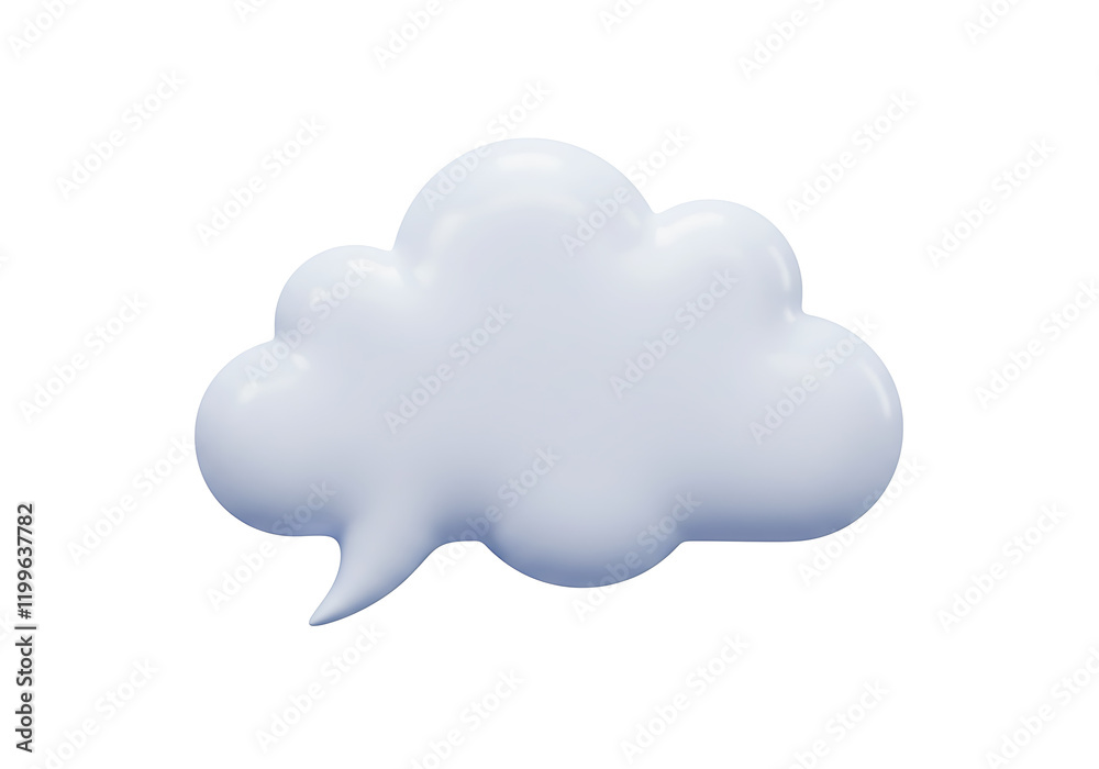 Fototapete 3d render of a cloud in shape of the speech bubble cut out with no background
