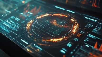 Abstract Futuristic HUD interface. Sci-fi round hud element technology Loop background. Internet, computer science business Animation. big data digital lines technology. cyber concept design. 