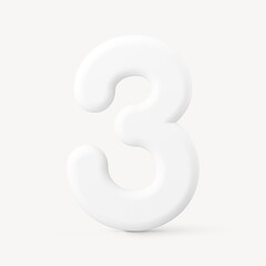 3 number clipart, 3D rendering font in white