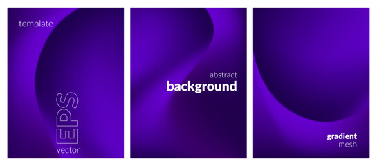 Abstract liquid background set. Blue color blend. Blurred fluid colours. Gradient mesh. Modern design template for posters, ad banners, brochures, flyers, covers, websites. EPS vector image