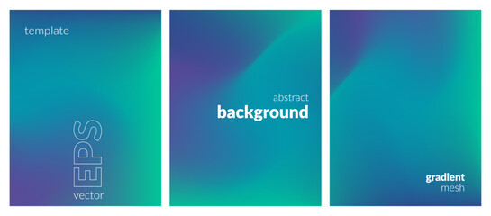 Abstract liquid background set. Bright color blend. Blurred fluid effect. Gradient mesh. Modern design template for posters, ad banners, brochures, flyers, covers, websites. EPS vector image
