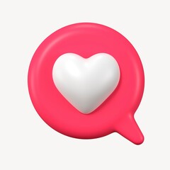 3D heart speech bubble, love impression on social media