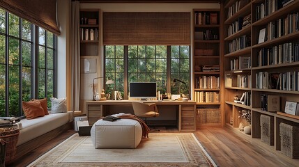 Home office design inspiration cozy study room modern workspace nature view