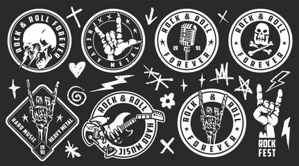 Obraz premium Rock and roll themed graphic designs in black