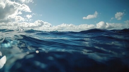 Ocean Waves Under A Partly Cloudy Sky