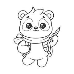 Panda getting ready for school for coloring