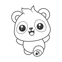 Panda was running very happily for coloring