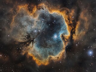 ethereal cosmic nebula with swirling iridescent clouds, deep space photography style with brilliant stars and colorful gas formations