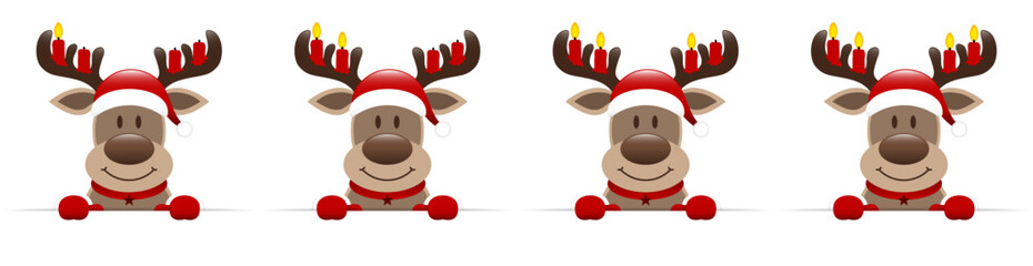 Banner Rentier Mit Verschiedenen Adventskerzen Dunkelrot