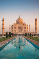 Taj Mahal, an marble mausoleum in Agra, India .