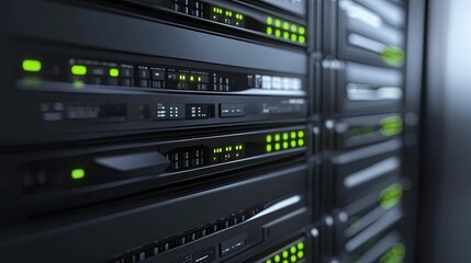 Server Rack Displays Operational Status Lights