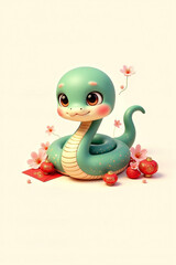 Fototapeta premium Snake Lunar New Year - Elegant Snake Design on White Background