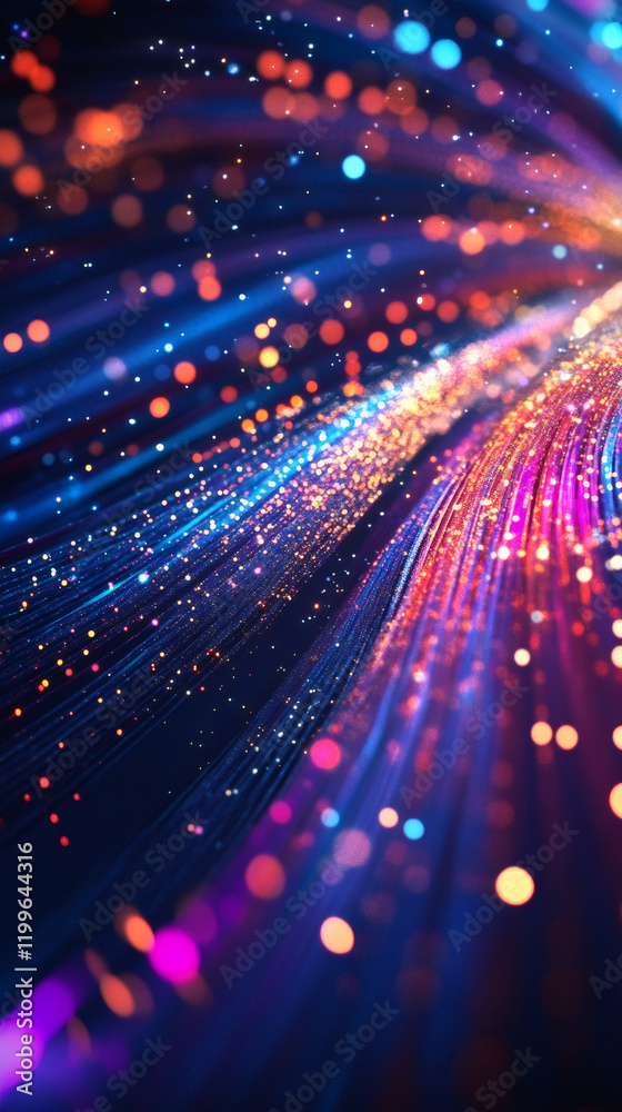 Aufkleber Glowing lines create a vibrant, abstract background with a futuristic design and bokeh effect, perfect for digital art projects