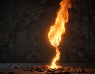 A sudden, intense orange light flashes in the air, accompanied by a brief, flickering flame that disappears quickly , glowing, brief