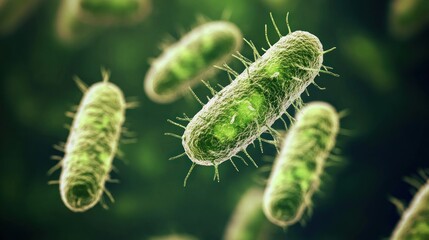 Fototapeta premium Close-Up of Green Bacteria Cells in a Microscopic View