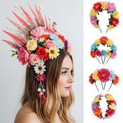 Naklejka premium girl with head accesories with flowers- Carnival 