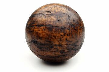 Dark wood sphere studio shot, white background