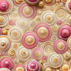 Fototapeta premium Abstract Circular Patterns and Spirals, pink and gold, Pi symbolization with dreamy feel