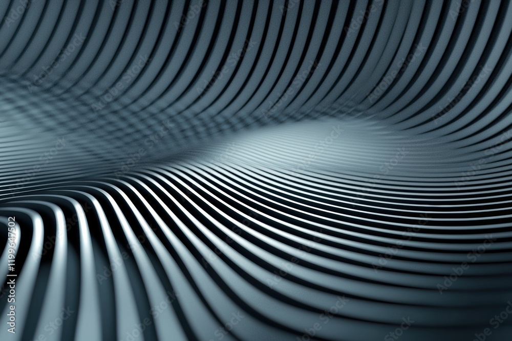 Poster Futuristic Metallic Fluid Design with Rippled Waves in Dynamic Patterns