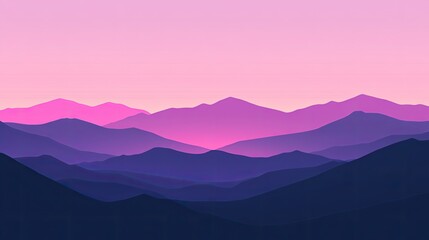 Obraz premium Pink and Purple Mountain Range Silhouette at Sunset