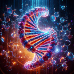 3d illustration of dna structure, abstract background