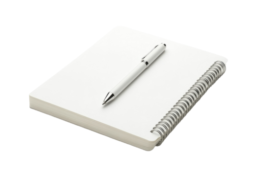 Blank notebook and pen resting on a surface ready for creative ideas and notes