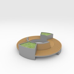 3d render bench park design element. Furniture Collection