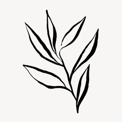 Leaf line art, Chinese brush design