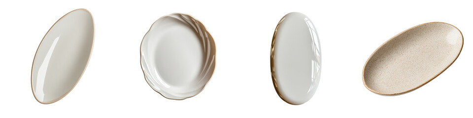 Elegant White Ceramic Plates with Different Shapes for Dining Presentation and Table Decoration Ideas