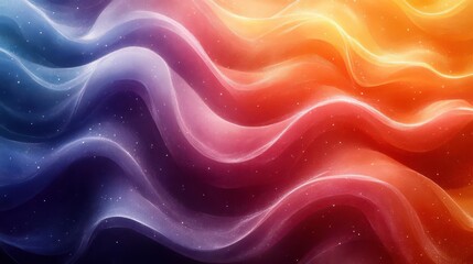 Obraz premium A vibrant, abstract wave pattern showcasing smooth gradients of orange, purple, and blue, evoking a sense of fluidity and motion.
