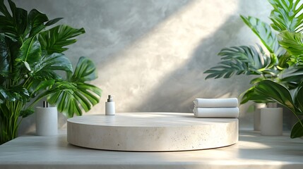 Serene spa setup with natural decor wellness retreat minimalist style