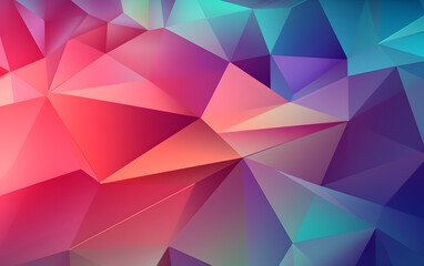 Fototapeta premium Abstract Vector Picture. Geometric Triangles in neon Gradient Colors. Panoramic header website illustration banner web modern design space background pattern geometric background blue purple abstract
